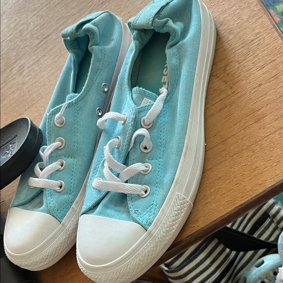 Converse Chucks Aqua Canvas Sneakers Shoreline Low Top Slip on Size 10 - Picture 2 of 5